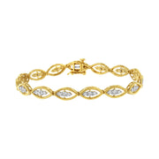 Bids.com 10K Yellow Gold Plated .925 Sterling Silver 1 cttw Prong Set Round-Cut Diamond Link Bracelet (J-K Color, I1-I2 Clarity) - 7.25" Bracelets