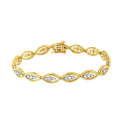 Bids.com 10K Yellow Gold Plated .925 Sterling Silver 1 cttw Prong Set Round-Cut Diamond Link Bracelet (J-K Color, I1-I2 Clarity) - 7.25" Bracelets
