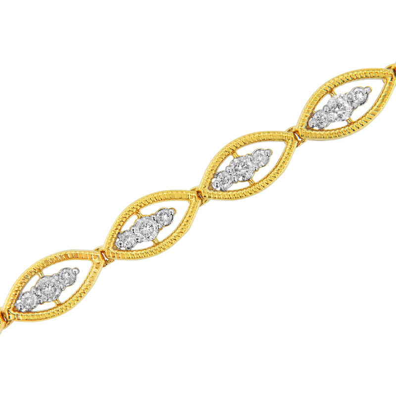 Bids.com 10K Yellow Gold Plated .925 Sterling Silver 1 cttw Prong Set Round-Cut Diamond Link Bracelet (J-K Color, I1-I2 Clarity) - 7.25" Bracelets