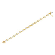 Bids.com 10K Yellow Gold Plated .925 Sterling Silver 1 cttw Prong Set Round-Cut Diamond Link Bracelet (J-K Color, I1-I2 Clarity) - 7.25" Bracelets
