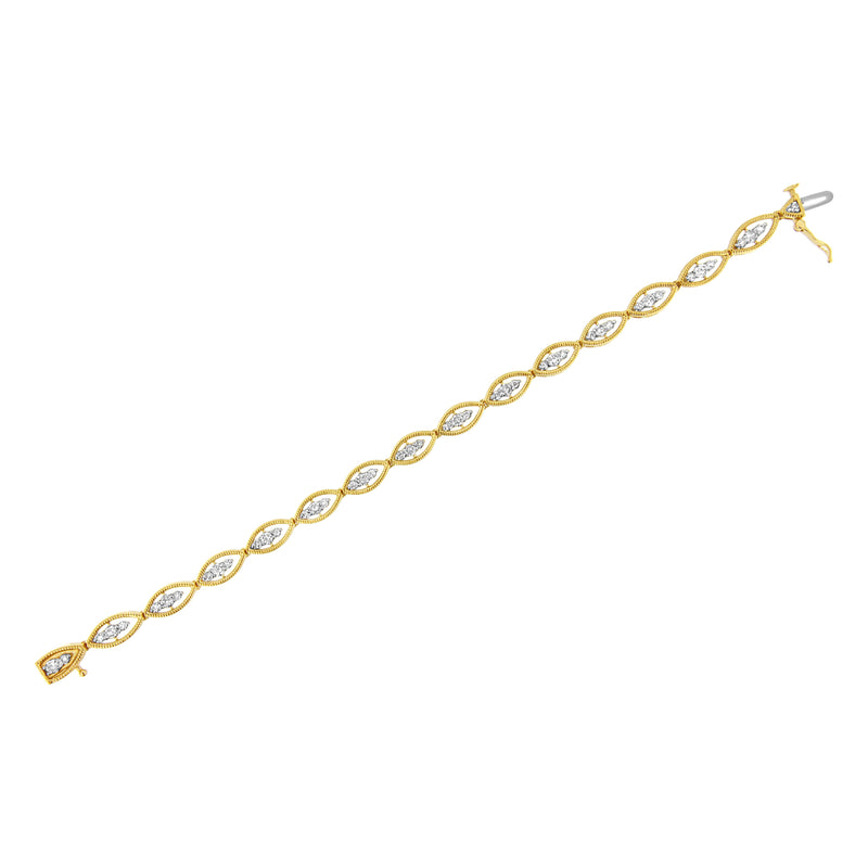 Bids.com 10K Yellow Gold Plated .925 Sterling Silver 1 cttw Prong Set Round-Cut Diamond Link Bracelet (J-K Color, I1-I2 Clarity) - 7.25" Bracelets