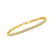 Bids.com 10K Yellow Gold Plated .925 Sterling Silver 1 cttw Prong-Set Diamond Pear Shape Link Bracelet (I-J Color, I1-I2 Clarity) - 7.25" Bracelets