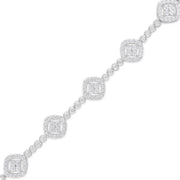 Bids.com .925 Sterling Silver 3.0 Cttw Diamond Halo Square Shape Link Bracelet (I-J Color, I3 Clarity) - 7.25" Bracelets