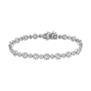 Bids.com 10K White Gold 4.0 cttw Brilliant Round-cut and Baguette Diamond Floral Cluster Link Bracelet (I-J Clarity, I1-I2 Color) - Size 7" Bracelets