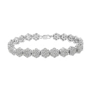 Bids.com .925 Sterling Silver 2.0 cttw Diamond 7 Stone Floral Cluster Link Bracelet (I-J Color, I3 Clarity) -7.25" Bracelets