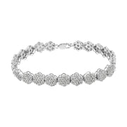 Bids.com .925 Sterling Silver 2.0 cttw Diamond 7 Stone Floral Cluster Link Bracelet (I-J Color, I3 Clarity) -7.25" Bracelets