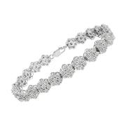 Bids.com .925 Sterling Silver 2.0 cttw Diamond 7 Stone Floral Cluster Link Bracelet (I-J Color, I3 Clarity) -7.25" Bracelets