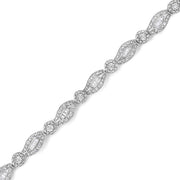 Bids.com .925 Sterling Silver 1 cttw Diamond Double Leaf and Bezel Link Bracelet (I-J Clarity, I2-I3 Color) - Size 7.25" Bracelets