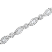 Bids.com .925 Sterling Silver 1 cttw Diamond Double Leaf and Bezel Link Bracelet (I-J Clarity, I2-I3 Color) - Size 7.25" Bracelets