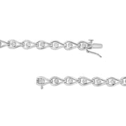Bids.com .925 Sterling Silver 1/10 Cttw Miracle-Set Diamond Pear Shape and Bezel Link Bracelet (I-J Color, I3 Clarity) - 7.25" Bracelets
