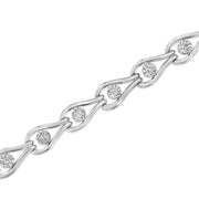 Bids.com .925 Sterling Silver 1/10 Cttw Miracle-Set Diamond Pear Shape and Bezel Link Bracelet (I-J Color, I3 Clarity) - 7.25" Bracelets