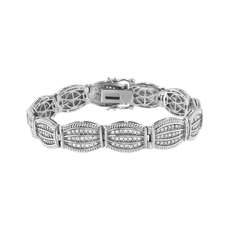 Bids.com .925 Sterling Silver 3.0 Cttw Prong Set Diamond Art Deco Style Tennis Bracelet (I-J Color, I2-I3 Clarity) - 7.25" Bracelets