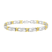 Bids.com 10k Yellow Gold Plated Sterling Silver 1/4 cttw Diamond Infinity and X Link Bracelet (I-J Clarity, I2-I3 Color) - Size 7.25" Bracelets