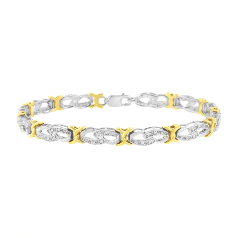 Bids.com 10k Yellow Gold Plated Sterling Silver 1/4 cttw Diamond Infinity and X Link Bracelet (I-J Clarity, I2-I3 Color) - Size 7.25" Bracelets