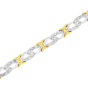 Bids.com 10k Yellow Gold Plated Sterling Silver 1/4 cttw Diamond Infinity and X Link Bracelet (I-J Clarity, I2-I3 Color) - Size 7.25" Bracelets