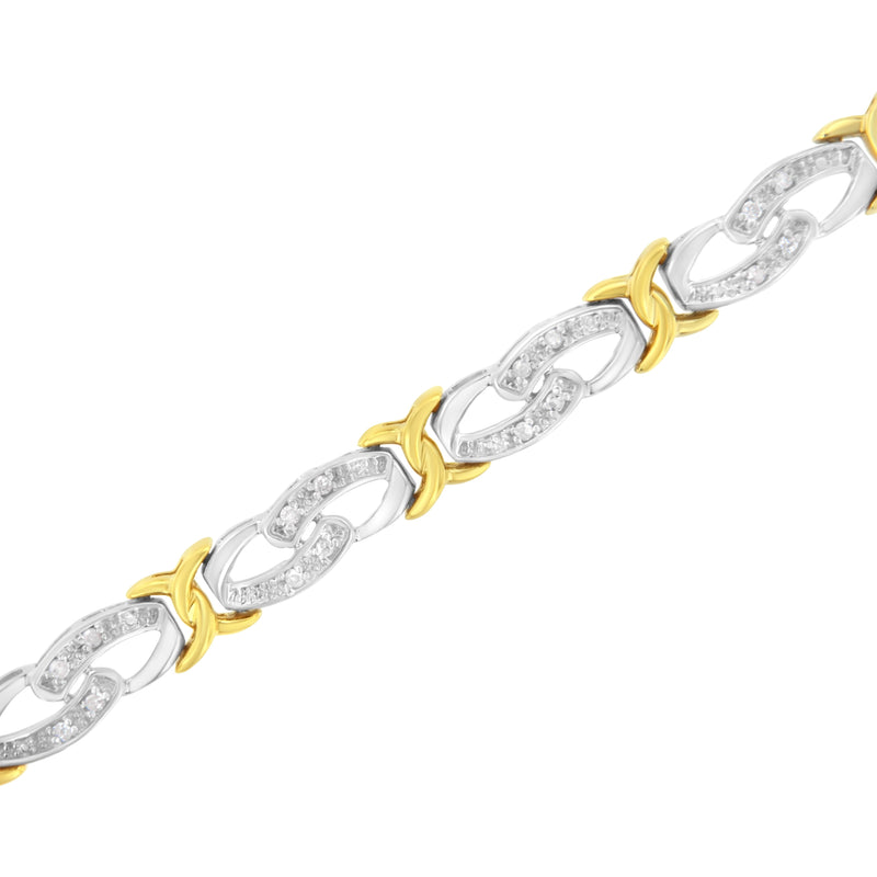 Bids.com 10k Yellow Gold Plated Sterling Silver 1/4 cttw Diamond Infinity and X Link Bracelet (I-J Clarity, I2-I3 Color) - Size 7.25" Bracelets