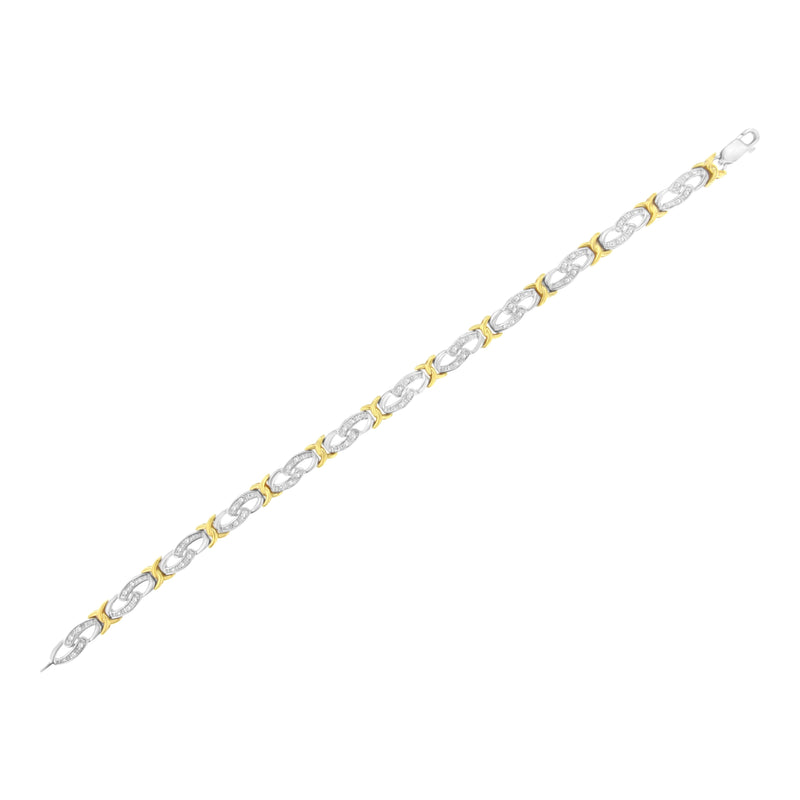 Bids.com 10k Yellow Gold Plated Sterling Silver 1/4 cttw Diamond Infinity and X Link Bracelet (I-J Clarity, I2-I3 Color) - Size 7.25" Bracelets