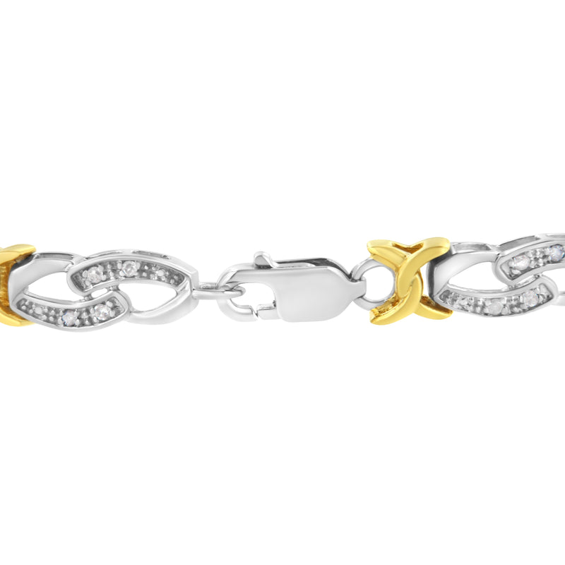 Bids.com 10k Yellow Gold Plated Sterling Silver 1/4 cttw Diamond Infinity and X Link Bracelet (I-J Clarity, I2-I3 Color) - Size 7.25" Bracelets