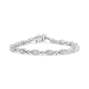 Bids.com .925 Sterling Silver 1/2 Cttw Diamond Alternating Marquise and Starburst Shaped Link Bracelet (I-J Color, I2-I3 Clarity) - 7.25" Bracelets
