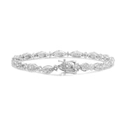 Bids.com .925 Sterling Silver 1/2 Cttw Diamond Alternating Marquise and Starburst Shaped Link Bracelet (I-J Color, I2-I3 Clarity) - 7.25" Bracelets