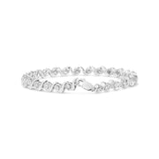 Bids.com .925 Sterling Silver 1/2 Cttw Round Diamond Halo S-Link Bracelet (I-J Color, I2-I3 Clarity) - 7.25" Bracelets