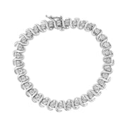 Bids.com .925 Sterling Silver 1/3 Cttw Miracle-Set Diamond "S" Link Tennis Bracelet (I-J Color, I3 Clarity) - Size 7.25" Bracelets