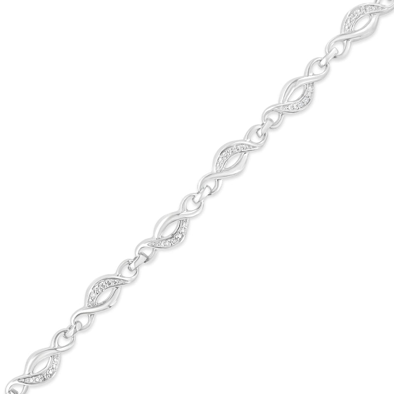 Bids.com .925 Sterling Silver Prong Set Diamond Accent Curved Spiral Link Bracelet (I-J Color, I3 Clarity) - 7.25" Bracelets