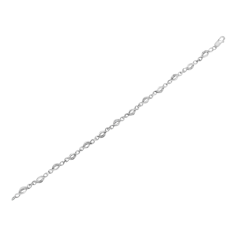 Bids.com .925 Sterling Silver Prong Set Diamond Accent Curved Spiral Link Bracelet (I-J Color, I3 Clarity) - 7.25" Bracelets