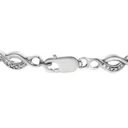 Bids.com .925 Sterling Silver Prong Set Diamond Accent Curved Spiral Link Bracelet (I-J Color, I3 Clarity) - 7.25" Bracelets