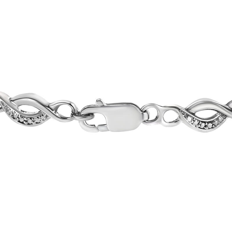 Bids.com .925 Sterling Silver Prong Set Diamond Accent Curved Spiral Link Bracelet (I-J Color, I3 Clarity) - 7.25" Bracelets