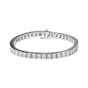 Bids.com .925 Sterling Silver 1/4 Cttw Miracle Set Diamond and Bead Link 7.25" Tennis Bracelet (I-J Color, I2-I3 Clarity) Bracelets