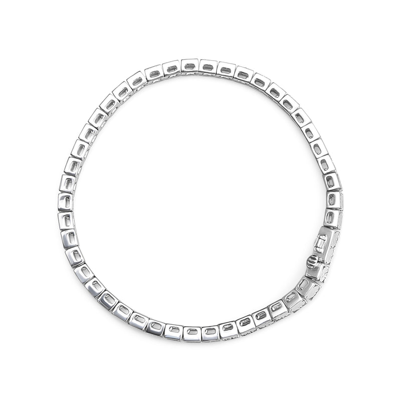 Bids.com .925 Sterling Silver 1/4 Cttw Miracle Set Diamond and Bead Link 7.25" Tennis Bracelet (I-J Color, I2-I3 Clarity) Bracelets