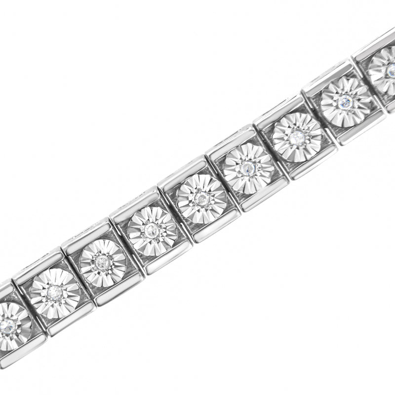 Bids.com .925 Sterling Silver Miracle Set Diamond Accent Classic Tennis Bracelet (I-J Color, I2-I3 Clarity) - 7.25" Bracelets
