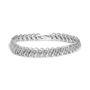 Bids.com .925 Sterling Silver 1/2 Cttw Diamond Double Row S-Link Bracelet (I-J Color, I2-I3 Clarity) - 7.5" Inches Bracelets