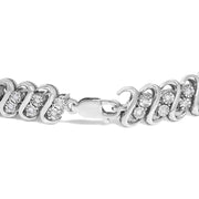 Bids.com .925 Sterling Silver 1/2 Cttw Diamond Double Row S-Link Bracelet (I-J Color, I2-I3 Clarity) - 7.5" Inches Bracelets