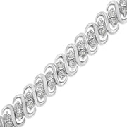 Bids.com .925 Sterling Silver 1/2 Cttw Diamond Double Row S-Link Bracelet (I-J Color, I2-I3 Clarity) - 7.5" Inches Bracelets