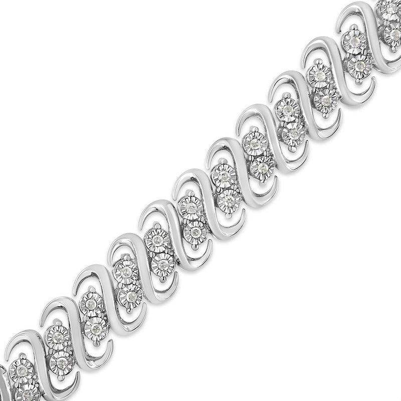 Bids.com .925 Sterling Silver 1/2 Cttw Diamond Double Row S-Link Bracelet (I-J Color, I2-I3 Clarity) - 7.5" Inches Bracelets