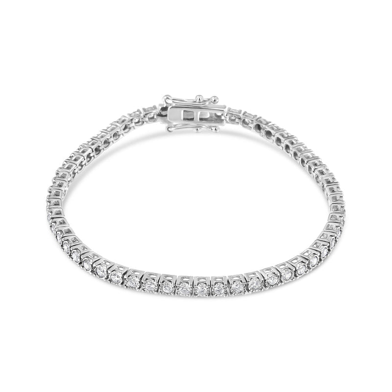 Bids.com 14K White Gold 2.0 Cttw Miracle Set Round-Cut Lab Grown Diamond Illusion 7" Tennis Bracelet (F-G Color, VS2-SI1 Clarity) Bracelets