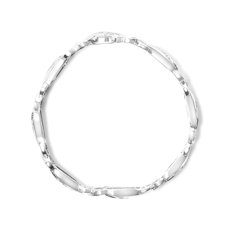 Bids.com .925 Sterling Silver 1 3/4 Cttw Diamond Wave and X Link Tennis Bracelet (I-J Color, I3 Clarity) - 7" Bracelets