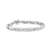 Bids.com .925 Sterling Silver 1.00 Cttw Round Diamond X-Link Bracelet (I-J Color, I2-I3 Clarity) - Size 7.25" Bracelets