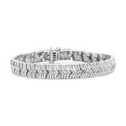 Bids.com .925 Sterling Silver 3.00 Cttw Diamond Chevron Link Bracelet (I2-I3 Clarity, I-J Color) - Size 7.25" Bracelets
