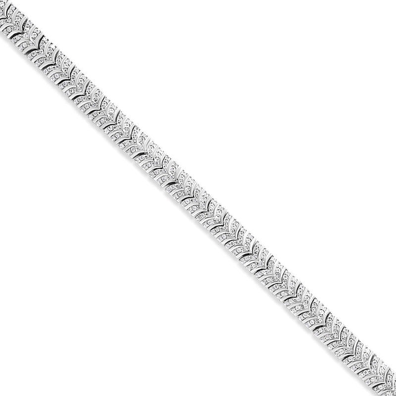 Bids.com .925 Sterling Silver 3.00 Cttw Diamond Chevron Link Bracelet (I2-I3 Clarity, I-J Color) - Size 7.25" Bracelets
