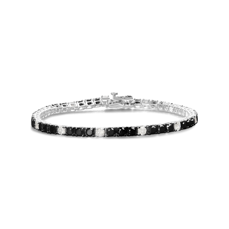 Bids.com .925 Sterling Silver 3.0 Cttw Black and White Diamond Tennis Bracelet (I-J Color, I2-I3 Clarity) - 7.25" Inches Bracelets