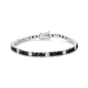 Bids.com .925 Sterling Silver 3.0 Cttw Black and White Diamond Tennis Bracelet (I-J Color, I2-I3 Clarity) - 7.25" Inches Bracelets
