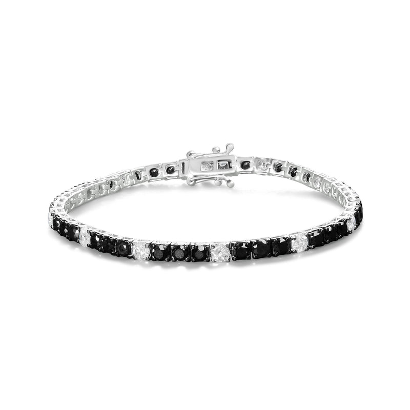 Bids.com .925 Sterling Silver 3.0 Cttw Black and White Diamond Tennis Bracelet (I-J Color, I2-I3 Clarity) - 7.25" Inches Bracelets