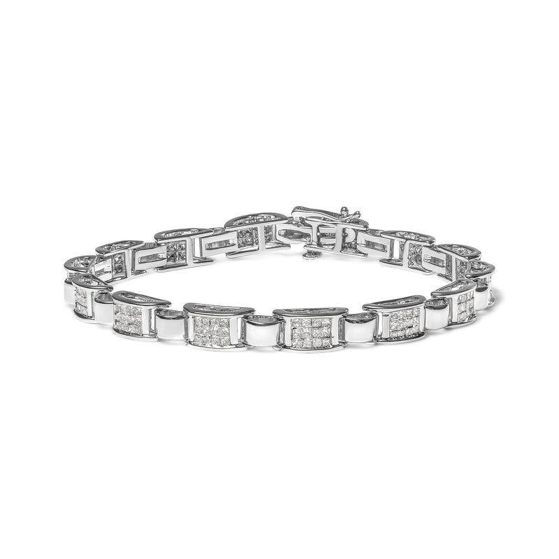 Bids.com 14K White Gold 2.00 Cttw Princess Diamond Invisible Set Link Bracelet (H-I Color, SI2-I1 Clarity) - 7" Bracelets