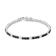 Bids.com .925 Sterling Silver 3.0 Cttw Black and White Diamond Tennis Bracelet (I-J Color, I2-I3 Clarity) - 7.25" Inches Bracelets