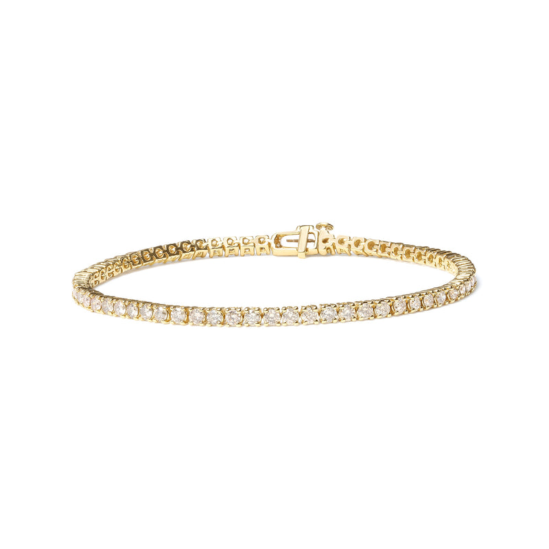 Bids.com 14K Yellow Gold 6.0 Cttw Classic 4 Prong Set Round Brilliant Cut Diamond Tennis Bracelet (K-L Color, VS2-SI1 Clarity) - 7.25" Bracelets