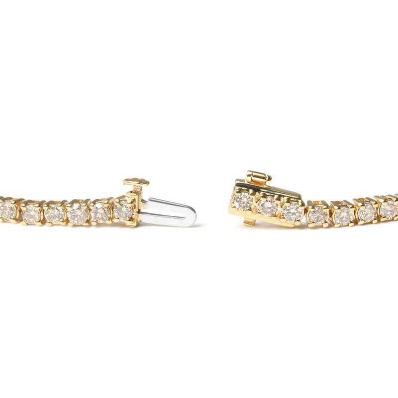 Bids.com 14K Yellow Gold 6.0 Cttw Classic 4 Prong Set Round Brilliant Cut Diamond Tennis Bracelet (K-L Color, VS2-SI1 Clarity) - 7.25" Bracelets