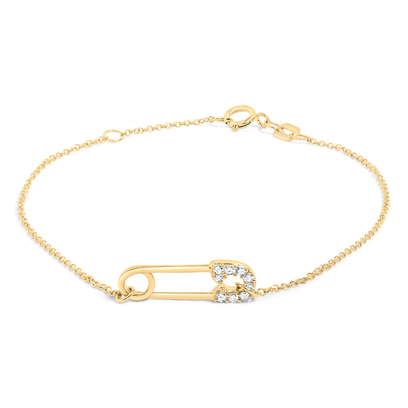 Bids.com 10K Yellow Gold 1/10 Cttw Diamond Paperclip Charm Adjustable Link Bracelet  (I-J Color, I1-I2 Clarity) - 7.25 Inch Bracelets